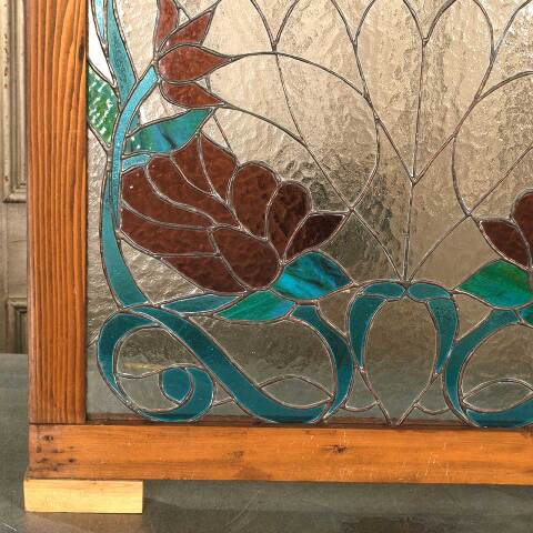 #54041 32x40 Vintage Stained Glass Window Panel image 2