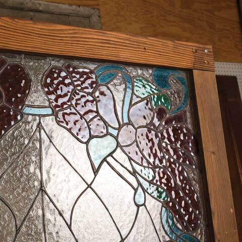 #54041 32x40 Vintage Stained Glass Window Panel image 3