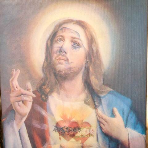 #54068 Vintage Mary & Jesus Hologram Wall Hanging image 3