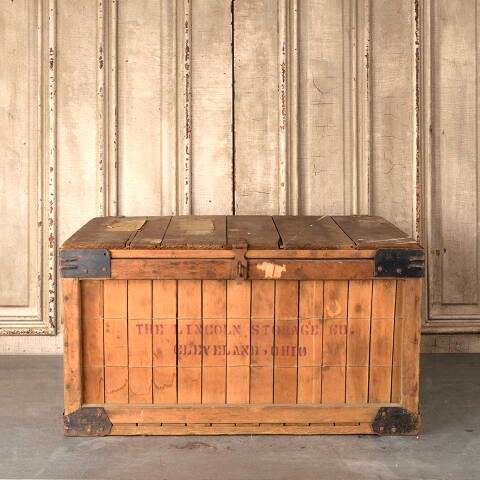 #54104 28x20 Antique Wood Lincoln Storage Crate image 5