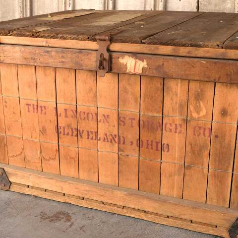 #54104 28x20 Antique Wood Lincoln Storage Crate image 6