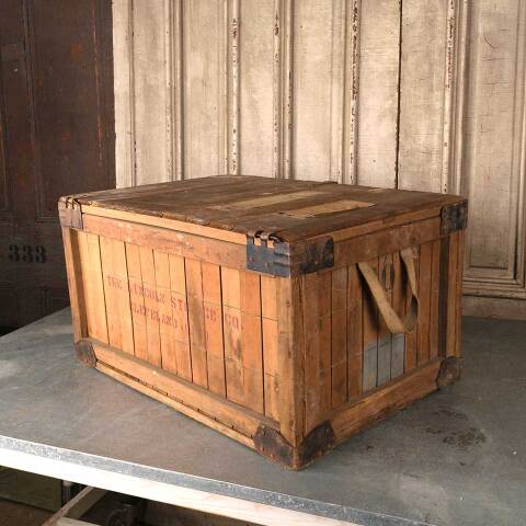 #54104 28x20 Antique Wood Lincoln Storage Crate image 7