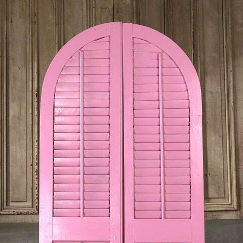 #54113 29x75 Antique Arched Wood Shutters image 2