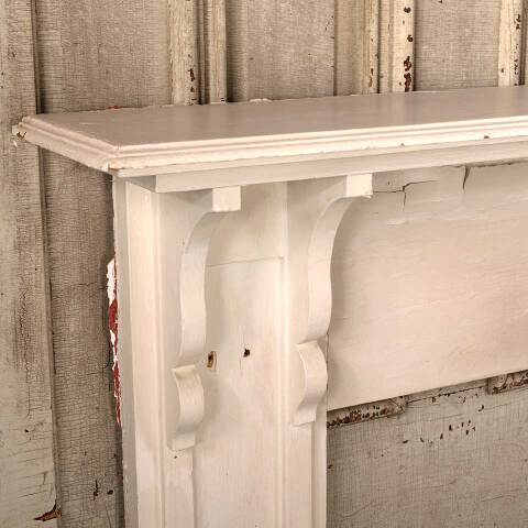 #54115 69x48 Antique Painted Wood Fireplace Mantel image 2