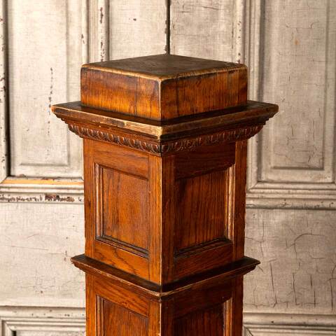 #54164 49" Antique Oak Wood Staircase Newel Post image 2