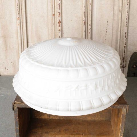 16" Antique Ornate Milk Glass Light Globe