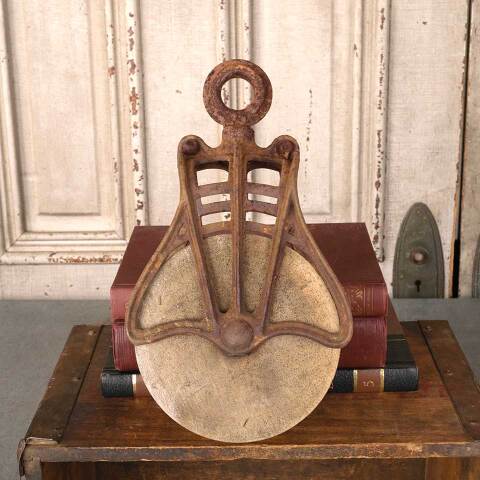 #54334 Salvaged Antique Wood & Metal Barn Pulley image 2