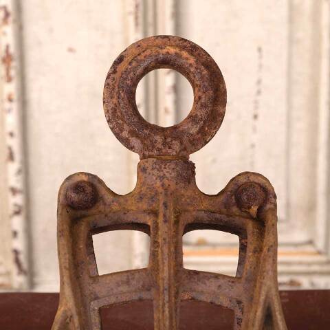 #54334 Salvaged Antique Wood & Metal Barn Pulley image 3