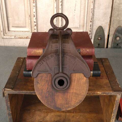 #54335 Salvaged Antique Wood & Metal Barn Pulley image 2