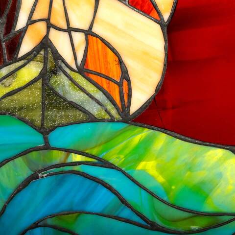 #54345 32x40 Vintage Nautical Stained Glass Window image 6