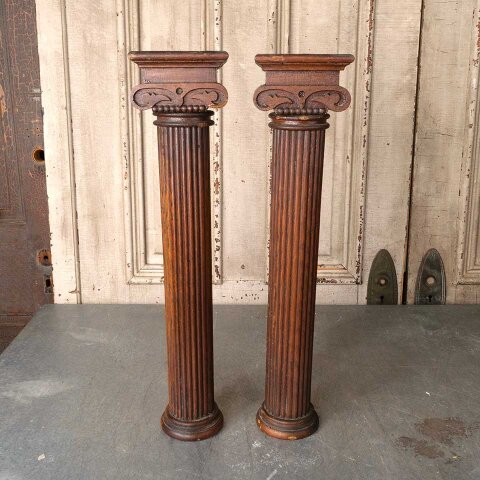 23" Antique Oak Furniture / Mantel Columns