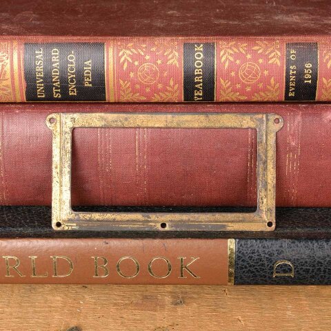 4x2 Antique Brass Card Catalog Label Holder