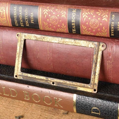 #54364 4x2 Antique Brass Card Catalog Label Holder image 2