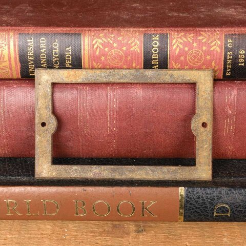 Antique Cast Iron Card Catalog Label Holder