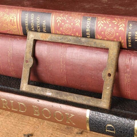 #54366 Antique Cast Iron Card Catalog Label Holder image 2