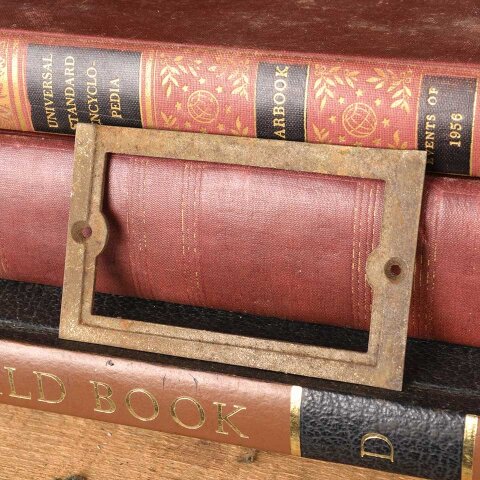 #54366 Antique Cast Iron Card Catalog Label Holder image 4