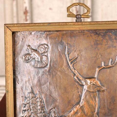 #54388 Antique Hammered Metal Stag Wall Hanging image 2