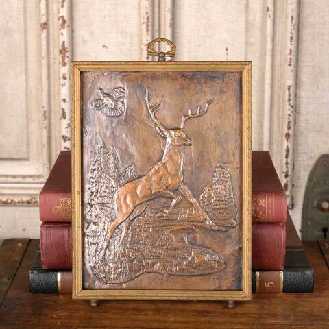 #54388 Antique Hammered Metal Stag Wall Hanging image 6
