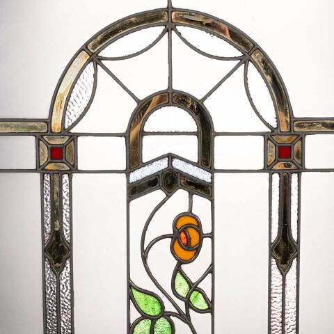 #54439 30x34 Antique Floral Stained Glass Window image 3