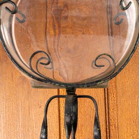 #54594 Antique Fishbowl & Wrought Iron Stand image 4
