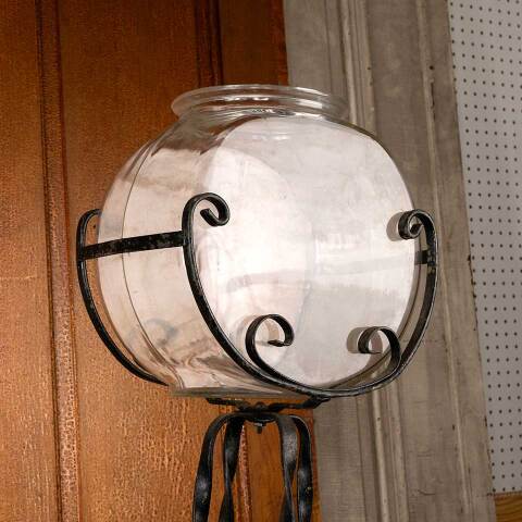 #54594 Antique Fishbowl & Wrought Iron Stand image 5
