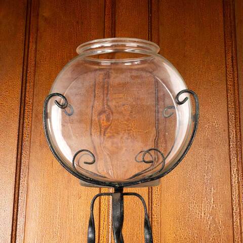 #54594 Antique Fishbowl & Wrought Iron Stand image 7