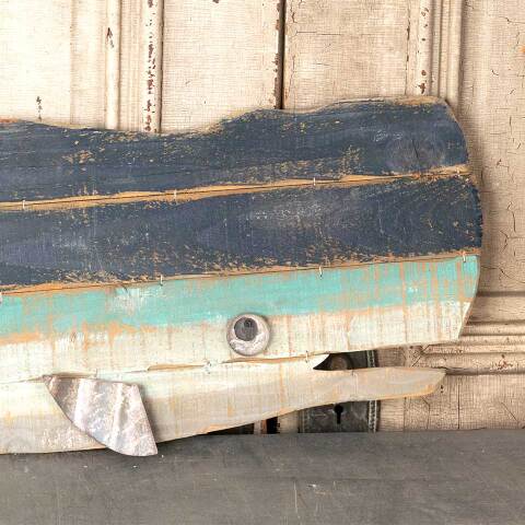 #54610 Painted Wood Whale Wall Art image 2