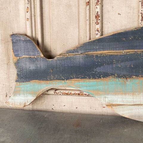 #54610 Painted Wood Whale Wall Art image 3