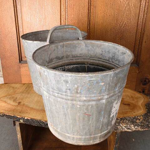 #54628 Antique Galvanized Farmhouse Double Bucket image 3