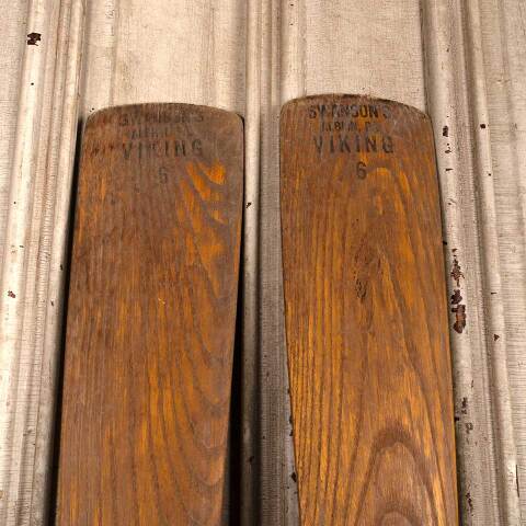 #54630 Antique Wood Rowboat Oars w/ Oar Locks image 4
