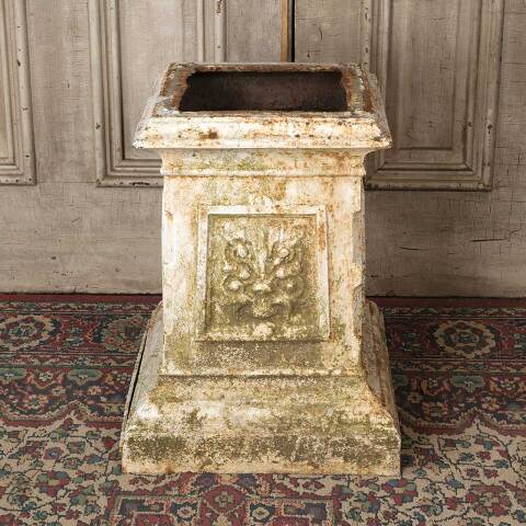 #54643 21" Antique Cast Iron Garden Urn Pedestal image 2