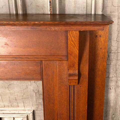 #54689 60x48 Antique Oak Wood Fireplace Mantel image 6