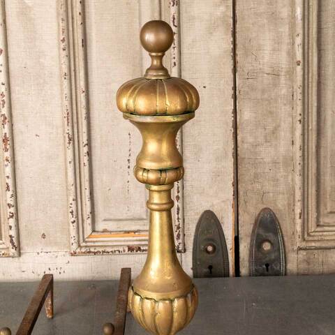 #54692 Antique Brass & Cast Iron Fireplace Andirons image 4