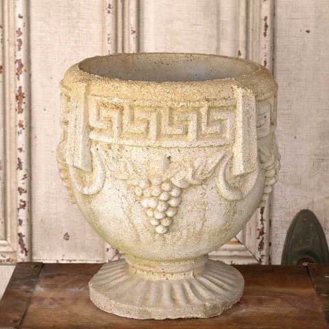 10" Vintage Cast Concrete Garden Urn Planter