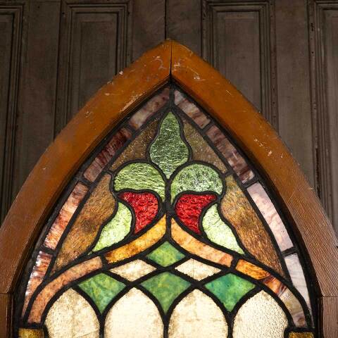 #54706 24x37 Antique Stained Glass Window image 2