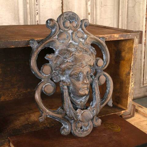 #54732 7x10 Vintage Cast Metal Figural Door Knocker image 3