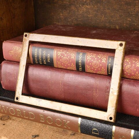 6x4 Antique Brass Label Holder Hardware