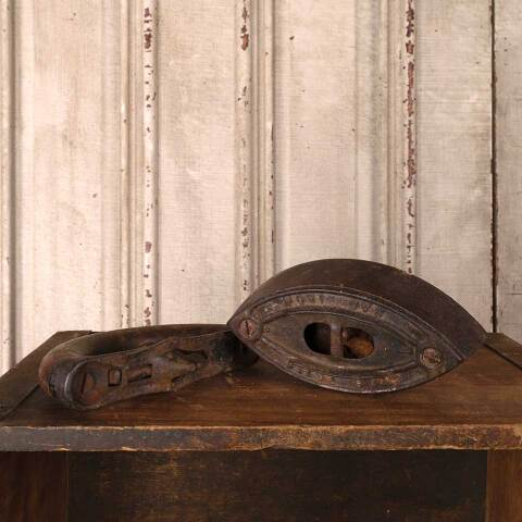 #54814 Antique Cast Iron & Wood Sad Iron image 5