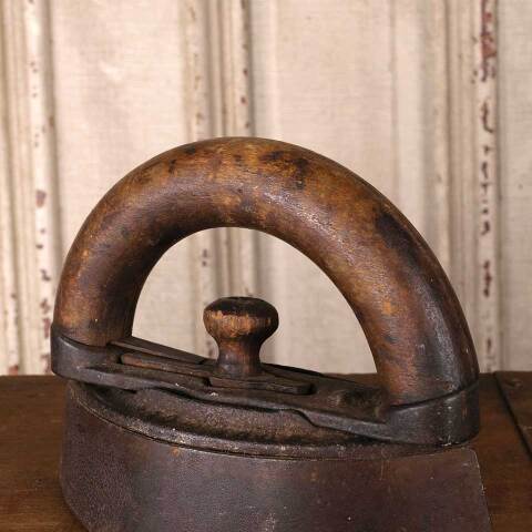 #54814 Antique Cast Iron & Wood Sad Iron image 4