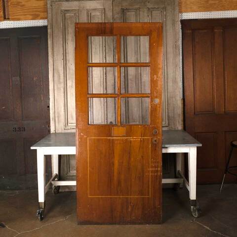 36x84 Antique 6 Lite Wood Classroom Door
