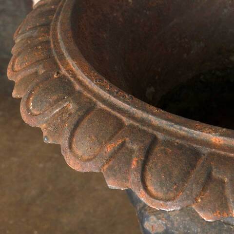 #54919 19" Antique Cast Iron Garden Urn Planters image 4