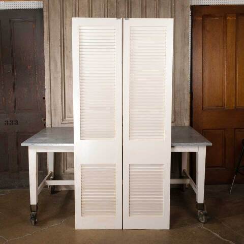 #54995 36x79 Vintage MCM Wood Louvered Doors image 5