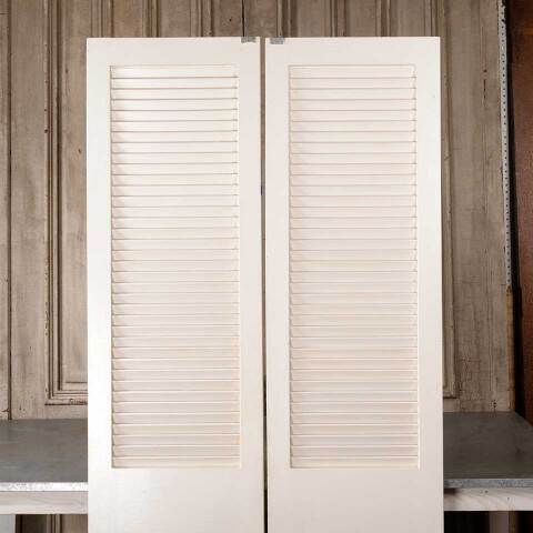 #54995 36x79 Vintage MCM Wood Louvered Doors image 6