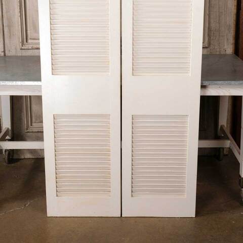 #54995 36x79 Vintage MCM Wood Louvered Doors image 7