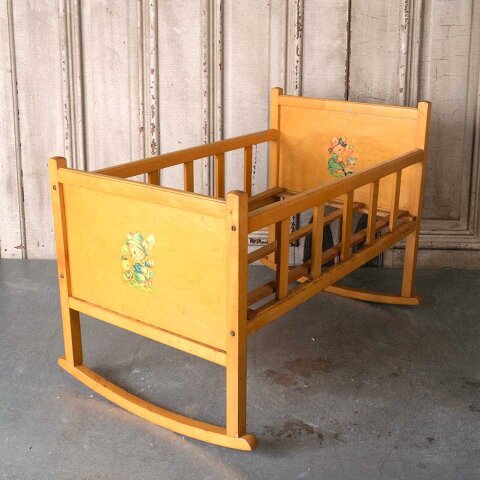 Vintage Wood Baby Doll Rocking Crib