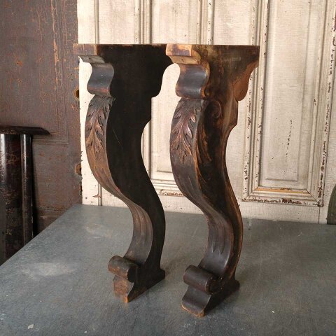 Salvaged Antique Carved Wood Support Legs