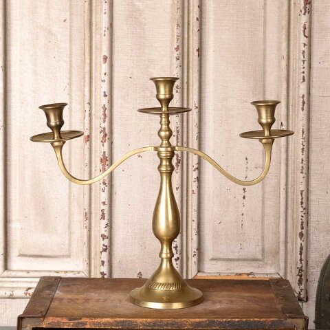 Vintage Brass Candelabra 3 Candle Holder