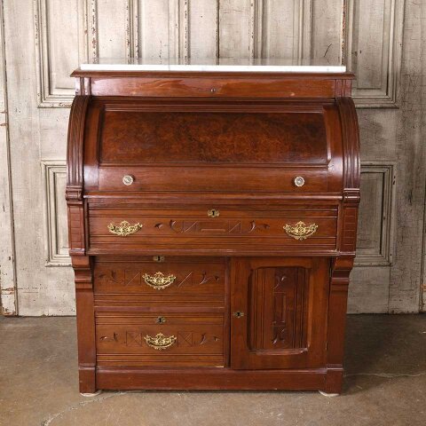 #55564 37x44 Antique Wood Victorian Rolltop Desk image 2