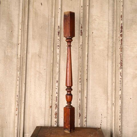 Antique Turned Pine Wood Staircase Baluster