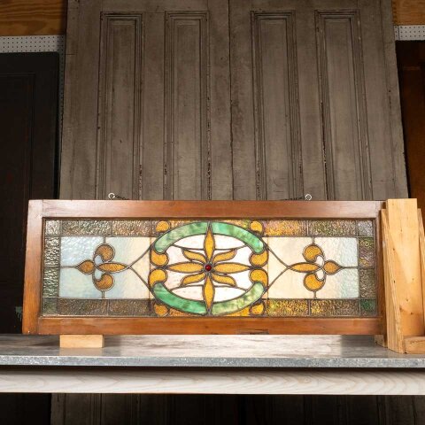 44x16 Antique Stained Glass Window Sash